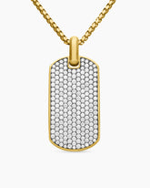 Chevron Tag in 18K Yellow Gold with Diamonds, 42mm